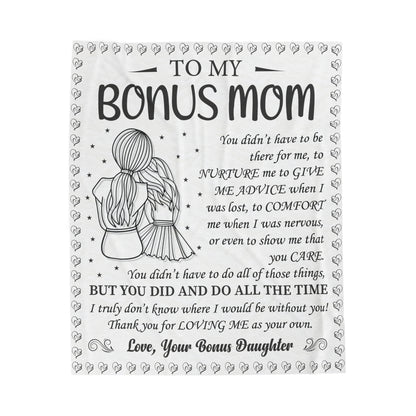 To My Bonus Mom | Velveteen Plush Blanket