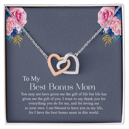 To My Best Bonus Mom | Interlocking Hearts necklace