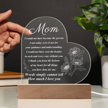 To My Mom | Printed Heart Acrylic Plaque