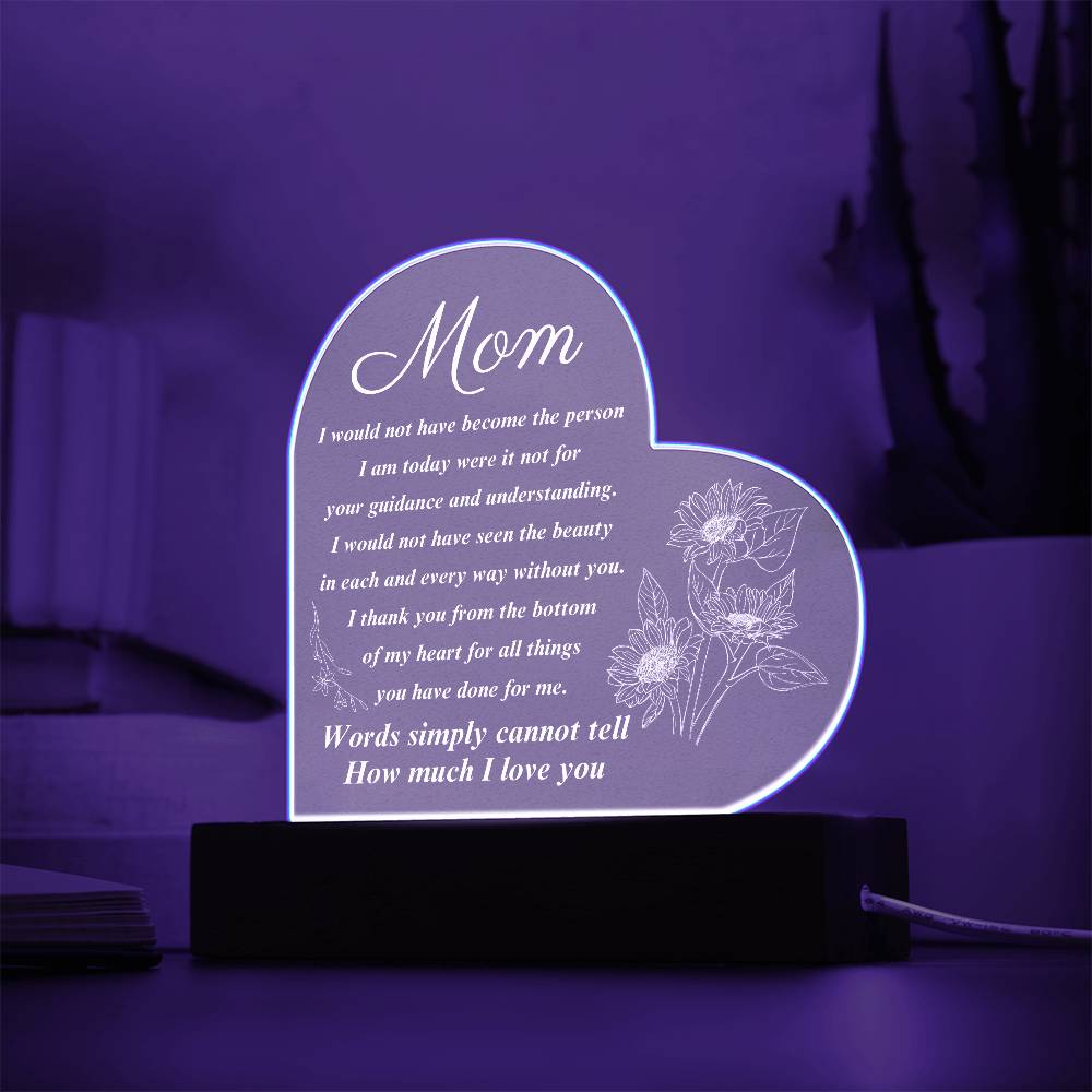 To My Mom | Printed Heart Acrylic Plaque