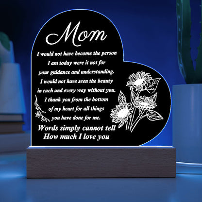 To My Mom | Printed Heart Acrylic Plaque