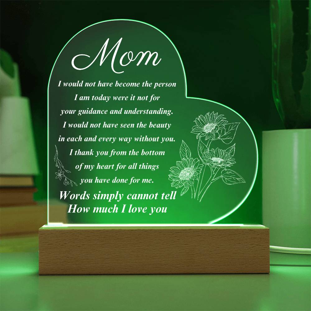 To My Mom | Printed Heart Acrylic Plaque