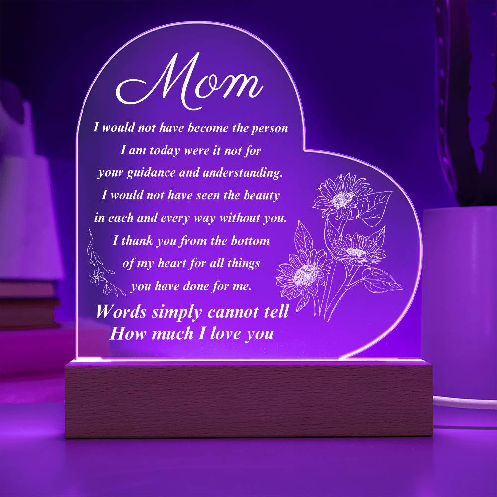 To My Mom | Printed Heart Acrylic Plaque