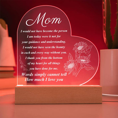 To My Mom | Printed Heart Acrylic Plaque