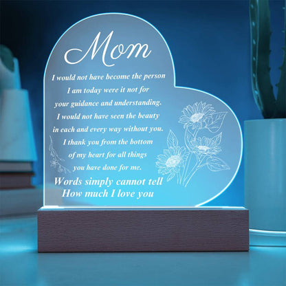 To My Mom | Printed Heart Acrylic Plaque