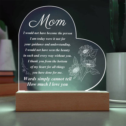 To My Mom | Printed Heart Acrylic Plaque