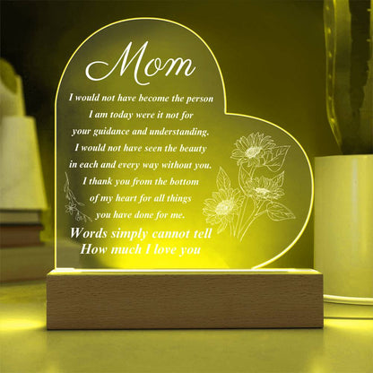 To My Mom | Printed Heart Acrylic Plaque